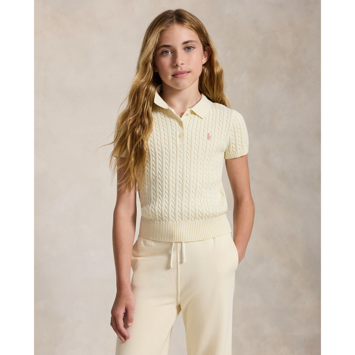 Детский свитер Ralph Lauren Mini-Cable Cotton Polo, цвет: Кремовый — фото 4