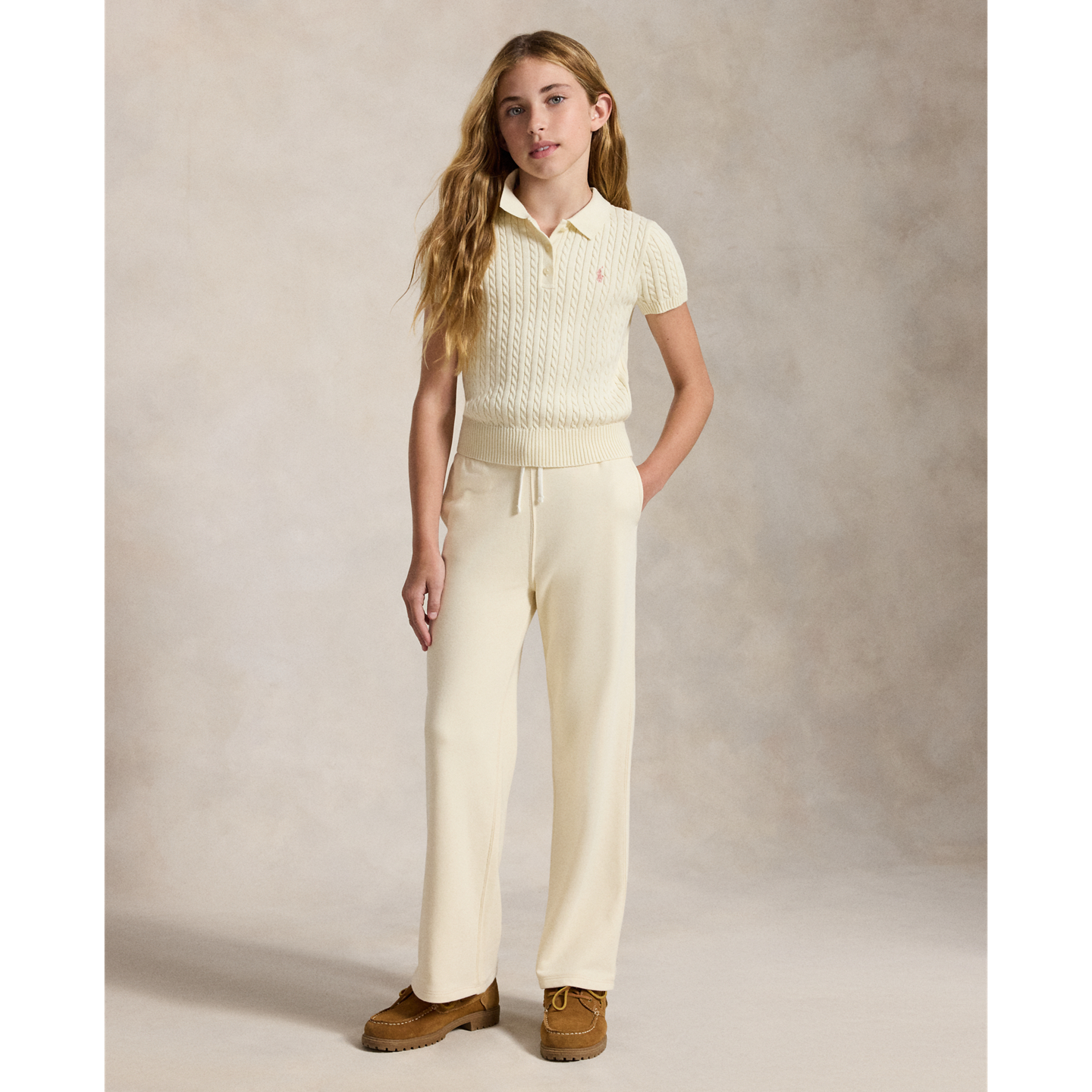 Детский свитер Ralph Lauren Mini-Cable Cotton Polo, цвет: Кремовый — фото 2