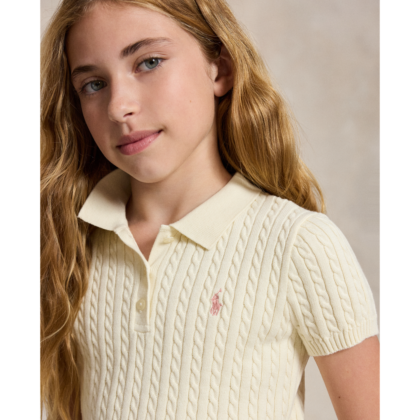 Детский свитер Ralph Lauren Mini-Cable Cotton Polo, цвет: Кремовый — фото 3