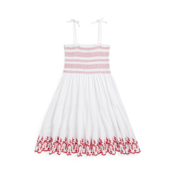 Smocked Eyelet Cotton Jersey Dress