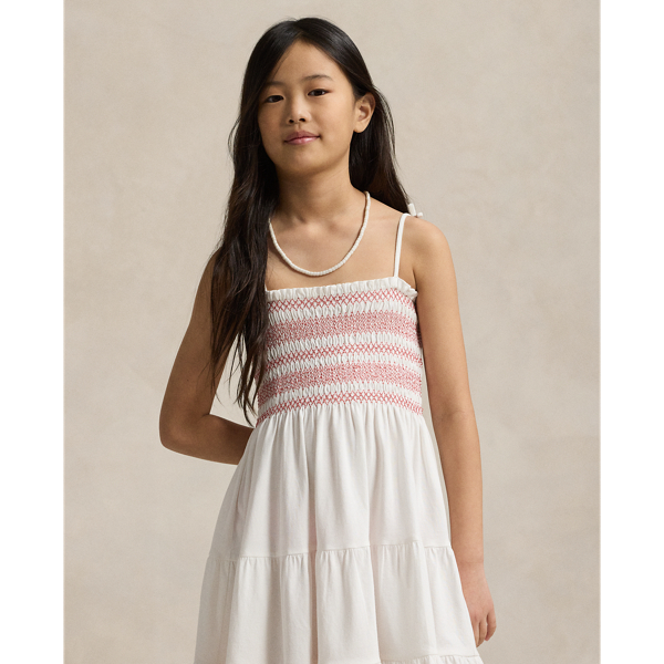 Smocked Eyelet Cotton Jersey Dress