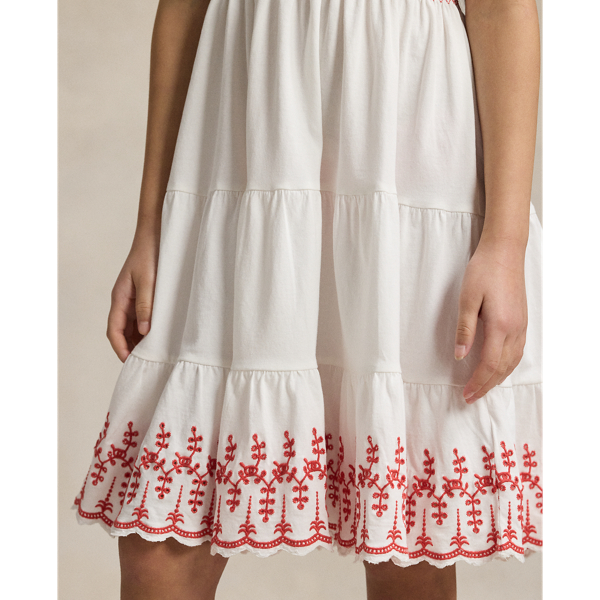 Smocked Eyelet Cotton Jersey Dress