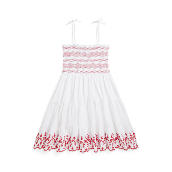 Smocked Eyelet Cotton Jersey Dress