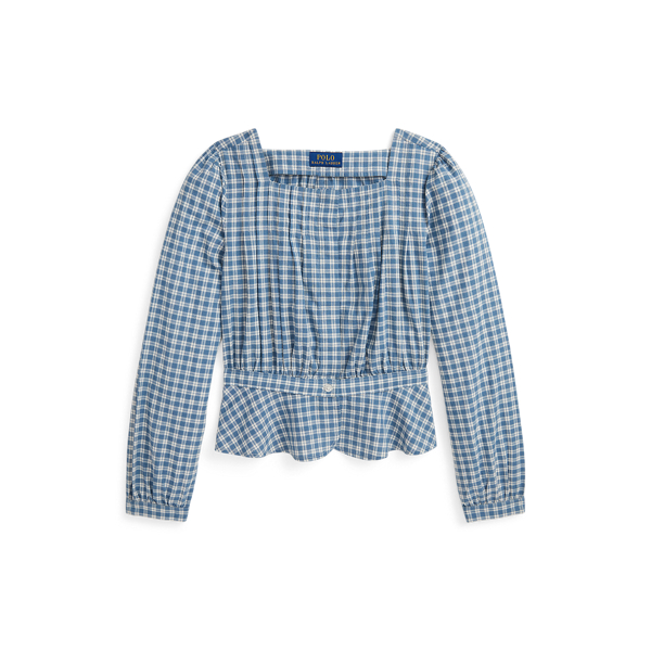 Checked Cotton Madras Peplum Top Girls 7-14 Years 1