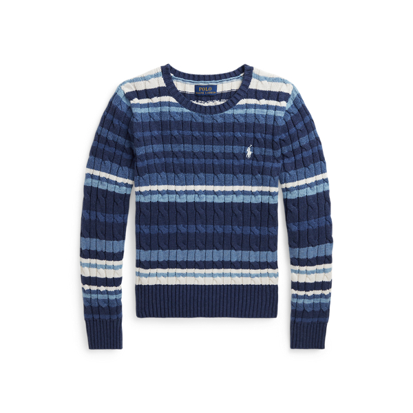 Striped Cable-Knit Cotton Jumper Girls 7-14 Years 1