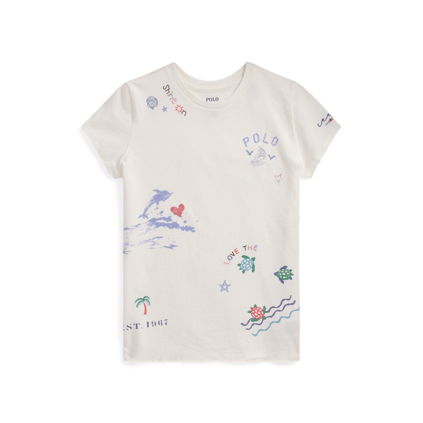 T-shirt com gr&aacute;fico em malha de algod&atilde;o Girls 7-14 Years em 1