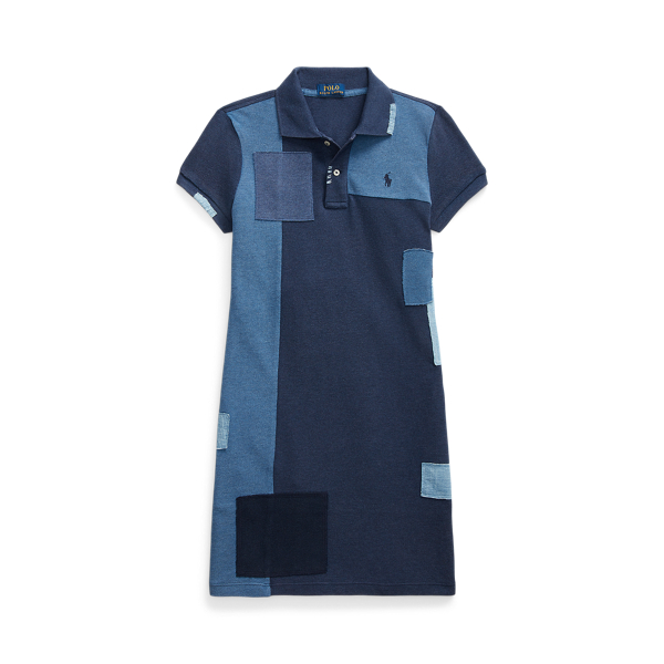 Patchwork Cotton Mesh Polo Dress