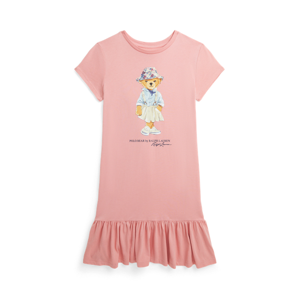 Polo Bear Cotton Jersey T Shirt Dress for Girls Ralph Lauren UK