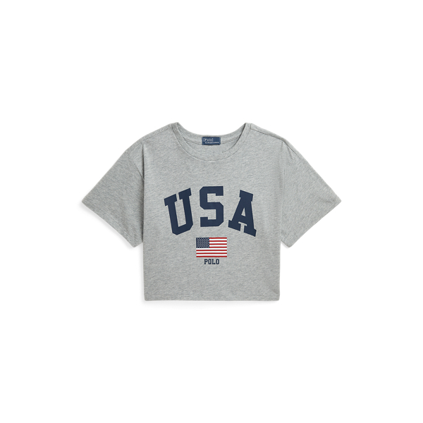 Andover Heather Team USA Cotton Jersey Boxy Tee Girls 7-16 1