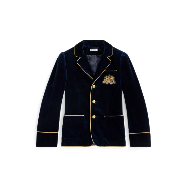 Navy Cotton Velvet Blazer Girls 7-16 1