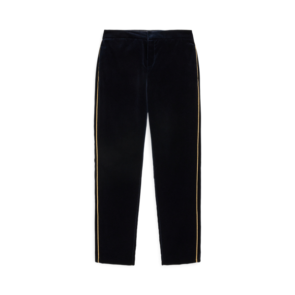 Navy Metallic-Trim Velvet Pant Girls 7-16 1