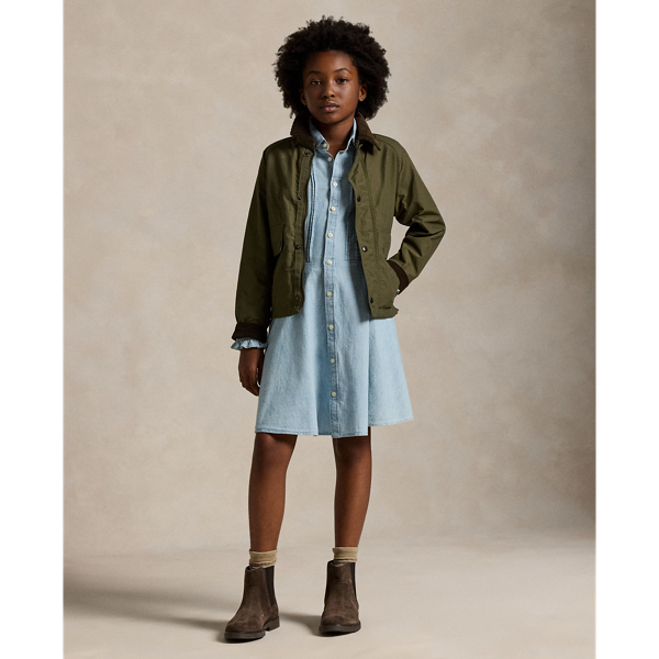 Clare Sleeveless Ruffled Chambray Dress main image 0