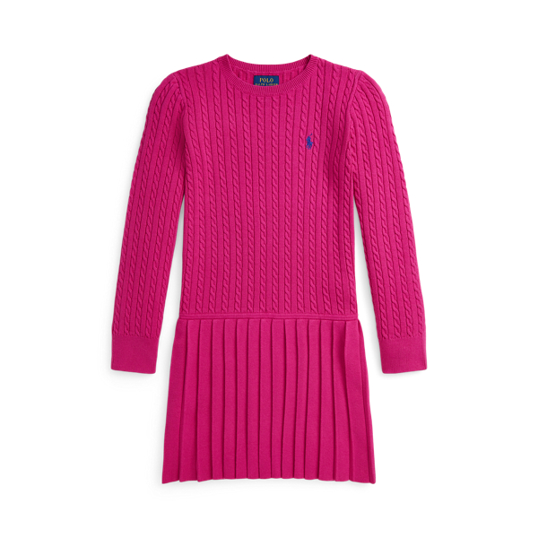 Mini-Cable Pleated Cotton Jumper Dress Girls 7-14 Years 1