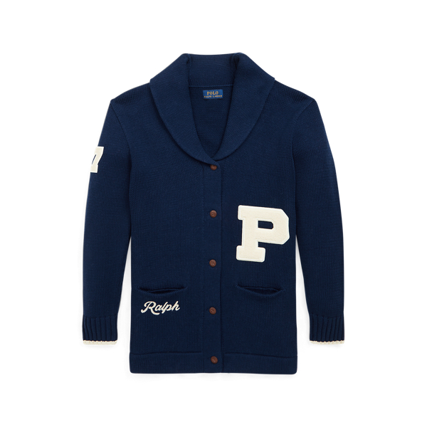 Katoenen collegevest met sjaalkraag