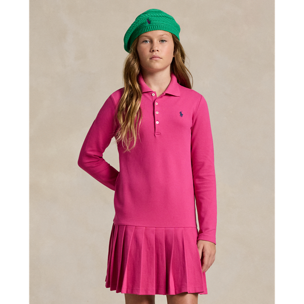 Pleated Stretch Mesh Polo Dress for Girls Ralph Lauren UK