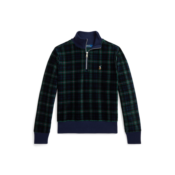Karierter Pullover aus Kordsamt