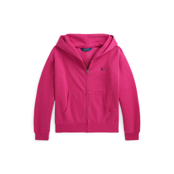 College Pink W/ Navy Fleece Full-Zip Hoodie Girls 7-16 for back to school, for fall 1