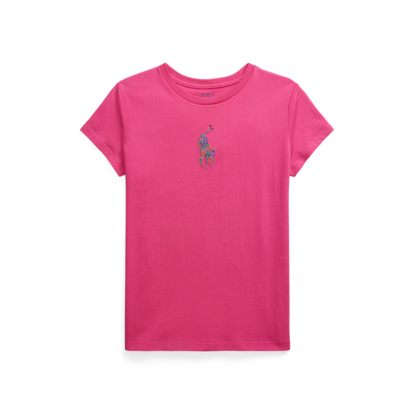 College Pink Floral Big Pony Cotton Jersey Tee Girls 7-16 1