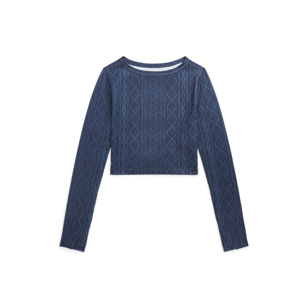 Cable-Print Performance Jersey Boxy Tee