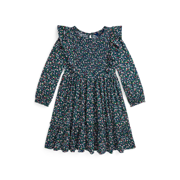 Floral Smocked Cotton Jersey Dress