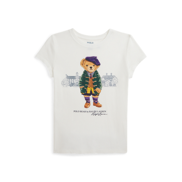 Deckwash White Baumwolljersey-T-Shirt mit Polo Bear Girls 7-14 Years 1