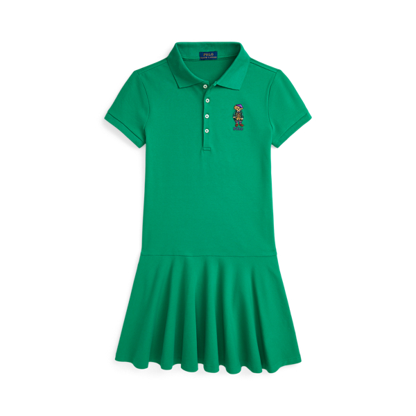 Stafford Green Polo Bear Stretch Mesh Polo Dress Girls 7-16 1