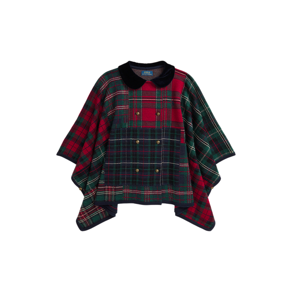 Poncho de l&atilde; e patchwork ao xadrez