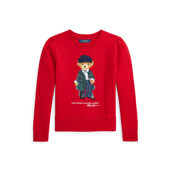 Rl 2000 Red Polo Bear Fleece Sweatshirt Girls 7-16 1