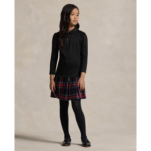 Polo Black Plaid-Skirt Ponte Dress Girls 7-16 1