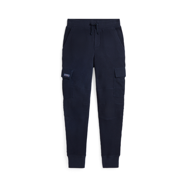 Waffle-Knit Cotton Cargo Jogger Pant