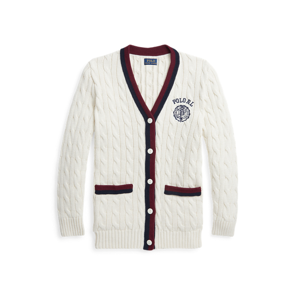 Cardigan de cricket &agrave; &eacute;cusson en coton