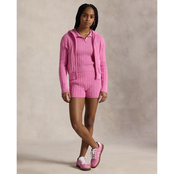 Kapuzenjacke mit Mini-Zopfmuster Girls 7-14 Years in Pink/Tillergr&uuml;n 4