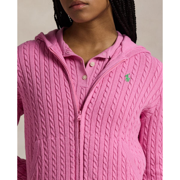Kapuzenjacke mit Mini-Zopfmuster Girls 7-14 Years in Pink/Tillergr&uuml;n 5