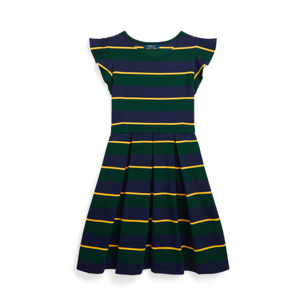 Striped Pleated Ponte Dress