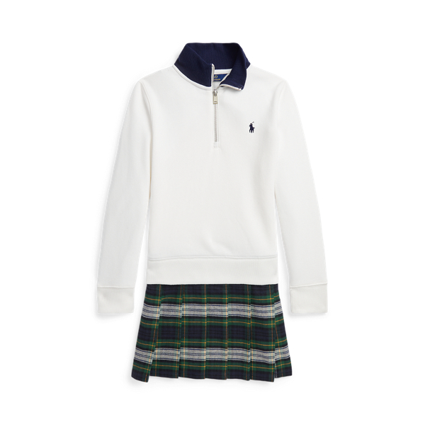 Geruite fleece jurk met plooien
