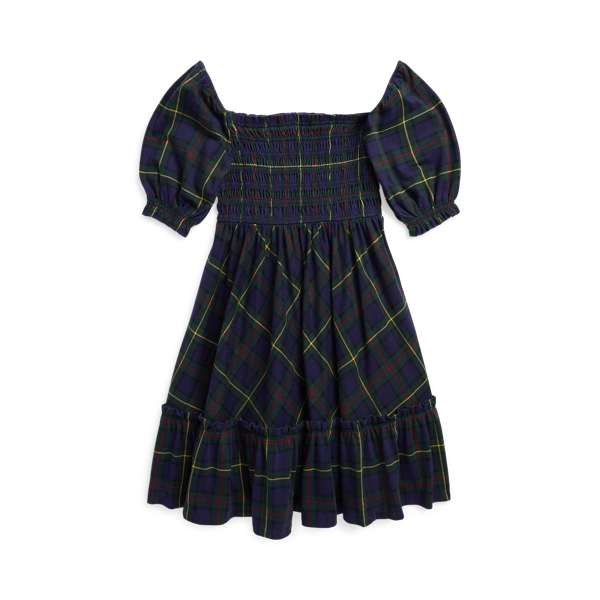 Robe &eacute;cossaise smock&eacute;e jersey de coton