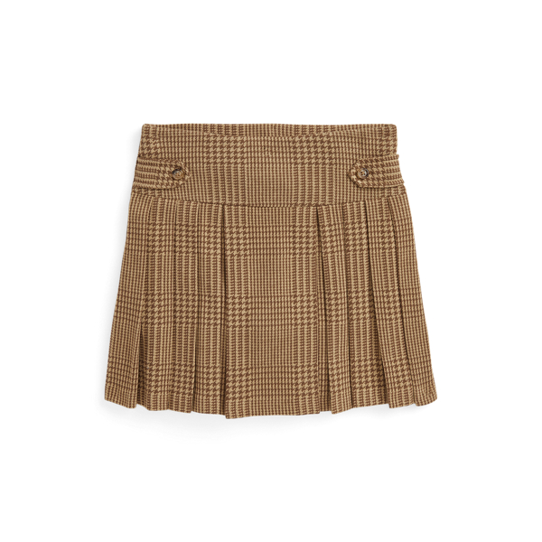 Plaid Pleated Double-Knit Skort