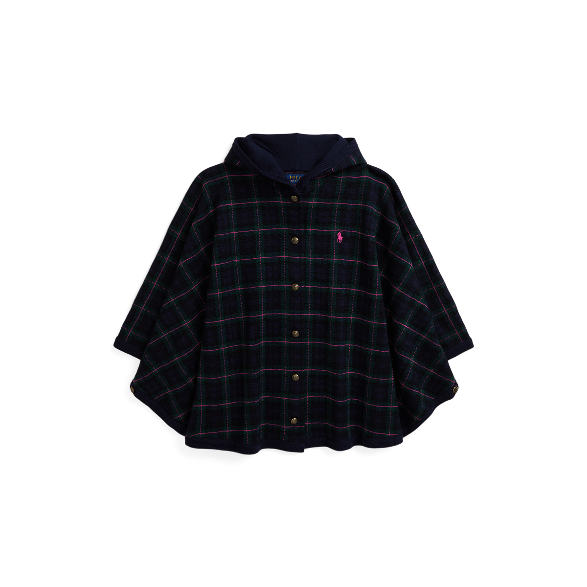 Plaid Wool Hooded Poncho