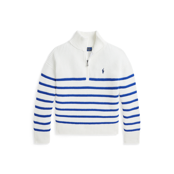 Striped Cotton Quarter-Zip Sweater