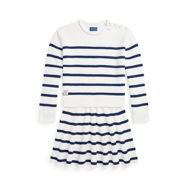 Striped Cotton Sweater & Skirt Set