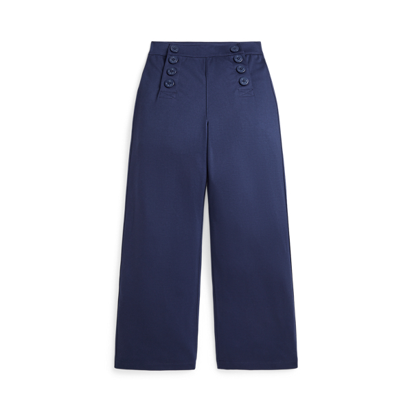 Newport Navy Buttoned Ponte Wide-Leg Trousers Girls 7-14 Years 1