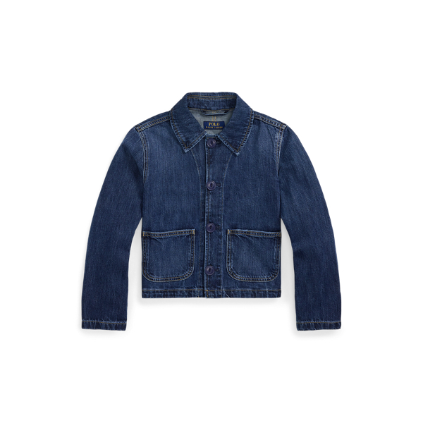 Logo Cotton Denim Boxy Jacket