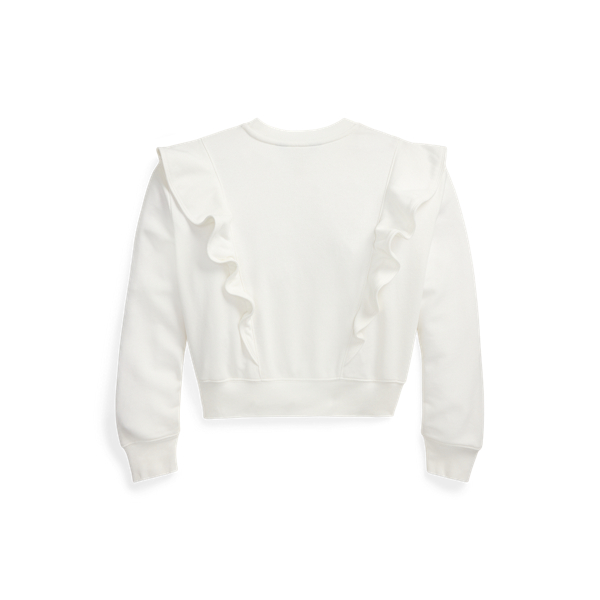 White/Newport Navy Ruffled French Terry Sweatshirt Girls 7-16 2