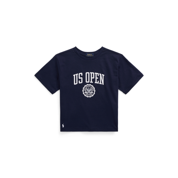 Refined Navy US Open Print Cotton Jersey Boxy Tee Girls 7-16 1