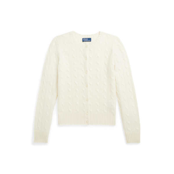 RALPH high quality LAUREN Cable Knit Long Cardigan Angora Wool Sweater Robe Oatmeal White L