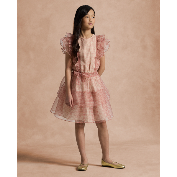 Robe écossaise fleurie en organza