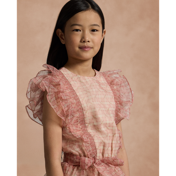 Floral Plaid Organza Dress