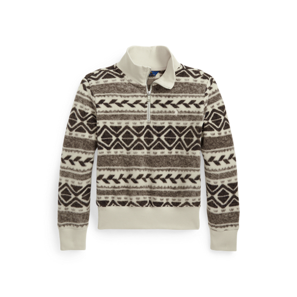 Fair Isle fleece pullover met kwart rits