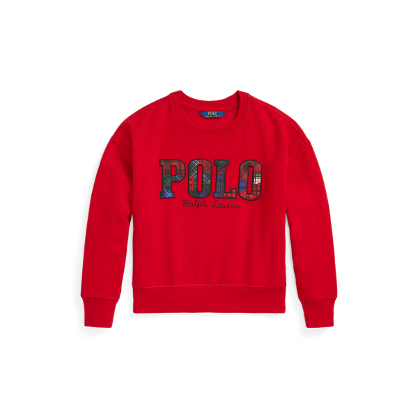 Fleece sweatshirt met geruit logo
