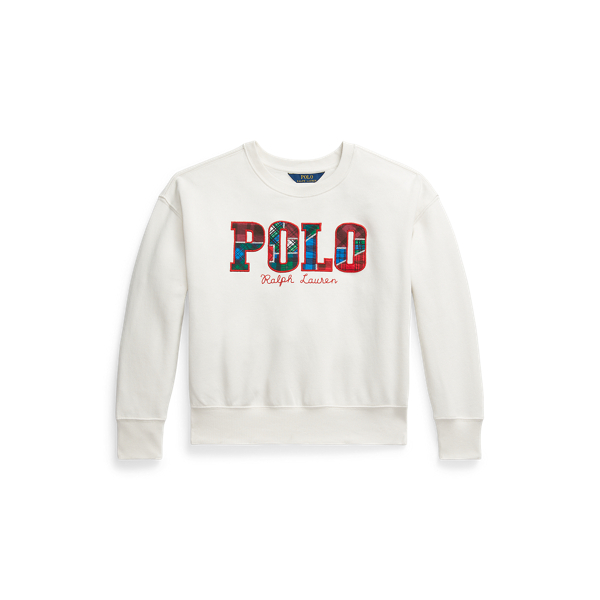 Fleece sweatshirt met geruit logo